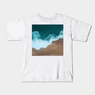 Blue Ocean Waves And Yellow Sand Kids T-Shirt